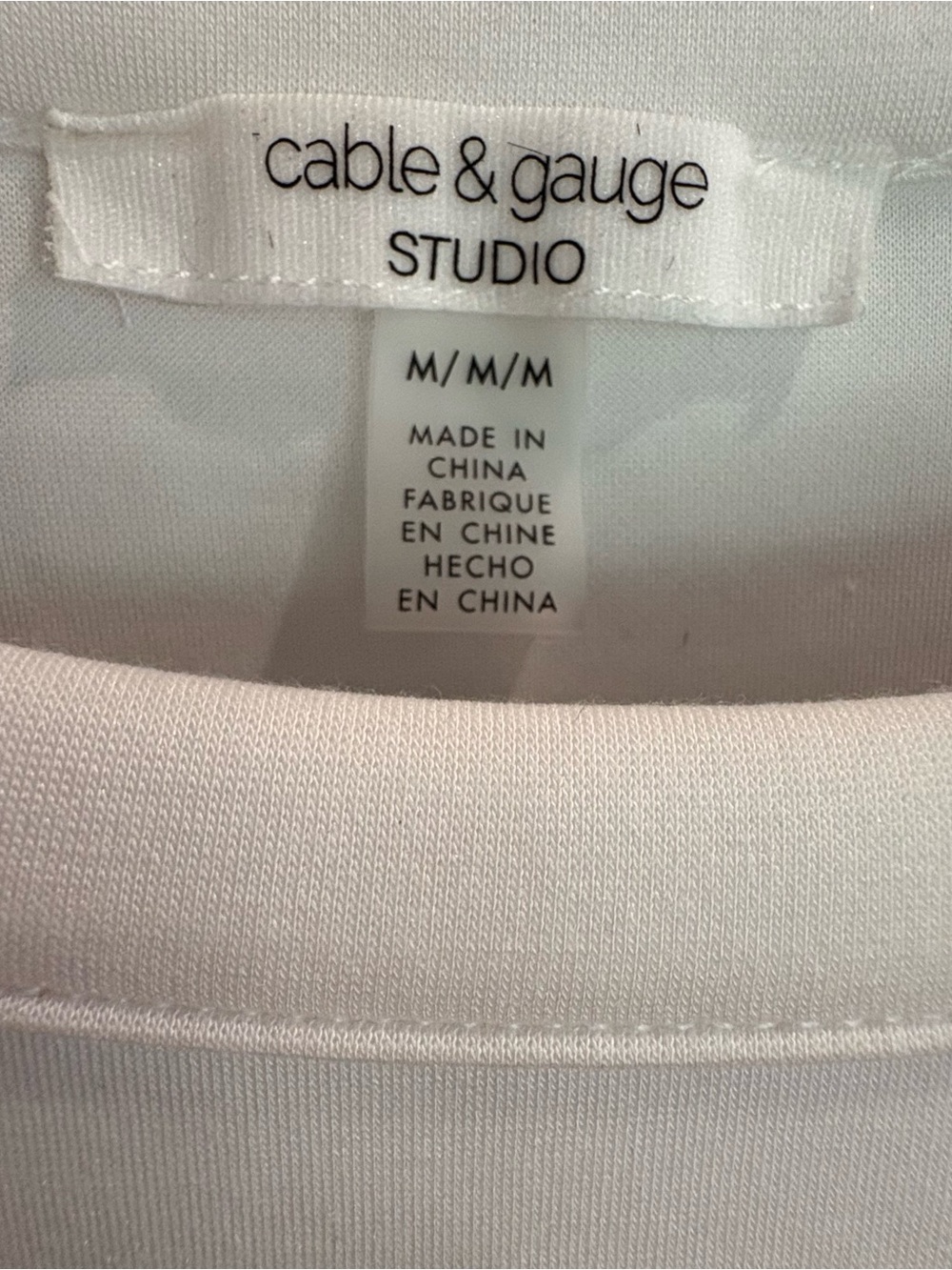 Cable & Gauge Two-Tone Crewneck Top - White and Light Gray - Picture 2 of 6